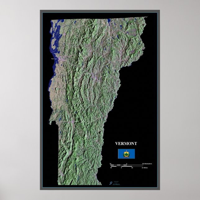 Póster Vermont desde el poster de satélites espaciales (Frente)