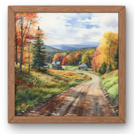 Póster Vermont Farm Life Autumn Scenering Watercolor Art