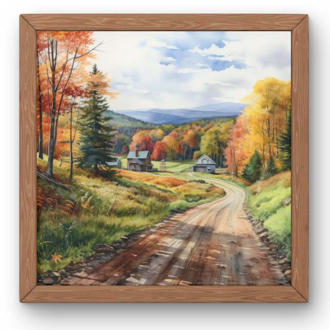 Póster Vermont Farm Life Autumn Scenering Watercolor Art (Subido por el creador)