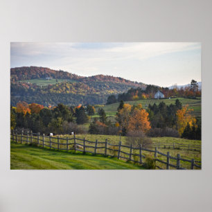 Póster Vermont pastoral en otoño