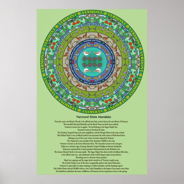 Póster Vermont State Mandala Poster (Frente)
