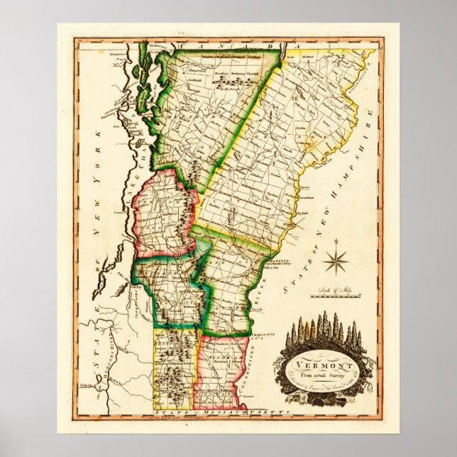 Póster VermontPanoramic MapVermont 2 (Frente)