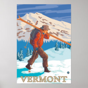 Póster VermontSkier con esquís