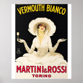 Póster Vermouth Bianco Martini and Rossi Vintage Food&Dri