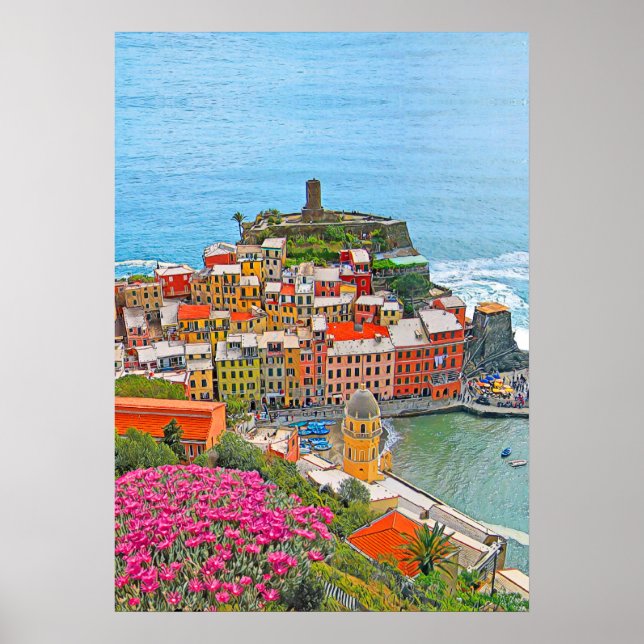 Póster VERNAZA - Cinque Terre - panorama - Liguria - (Frente)