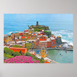 Póster VERNAZA - Cinque Terre - panorama - Liguria -