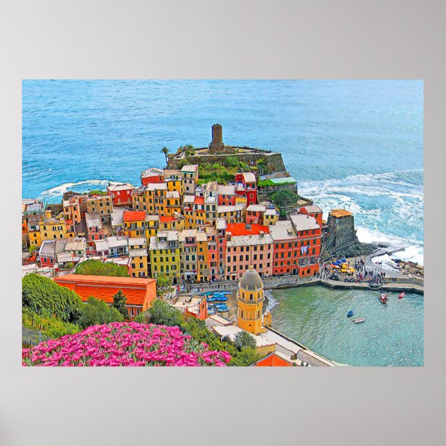 Póster VERNAZA - Cinque Terre - panorama - Liguria - (Frente)