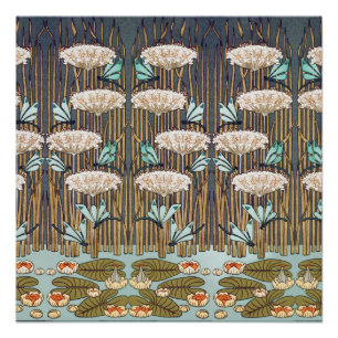 Póster Verneuil Dragonfly Water Lily Art Nouveau: Vintage