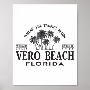 Póster Vero Beach Fl Donde Comienzan Los Trópicos Recuerd