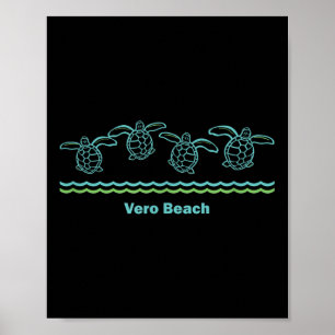 Póster Vero Beach Florida Retro Sea Blue Tribal