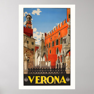 Póster Verona Italia 1938 - Cartel de viaje de estilo vin