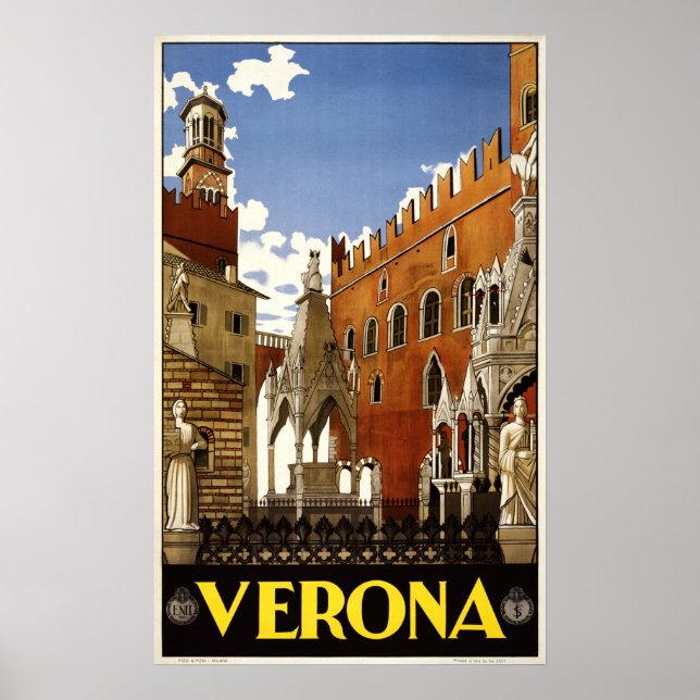 Póster Verona Italia poster de viajes vintage (Frente)