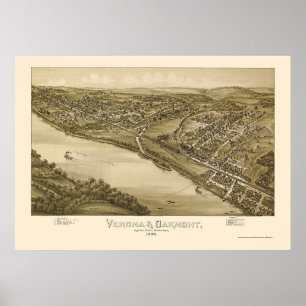 Póster Verona & Oakmont, PA Panoramic Map - 1896