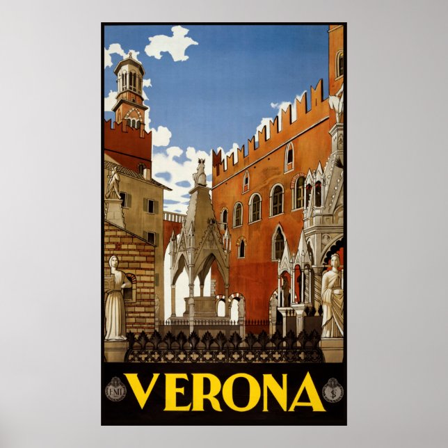 Póster Verona, Poster de Viajes Vintage de Italia (Frente)
