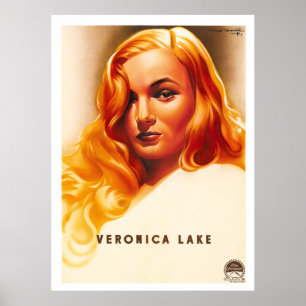 Póster Veronica Lake - Vintage French Movie Poster