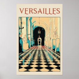 Póster Versailles château ilustracion Francia Postcard