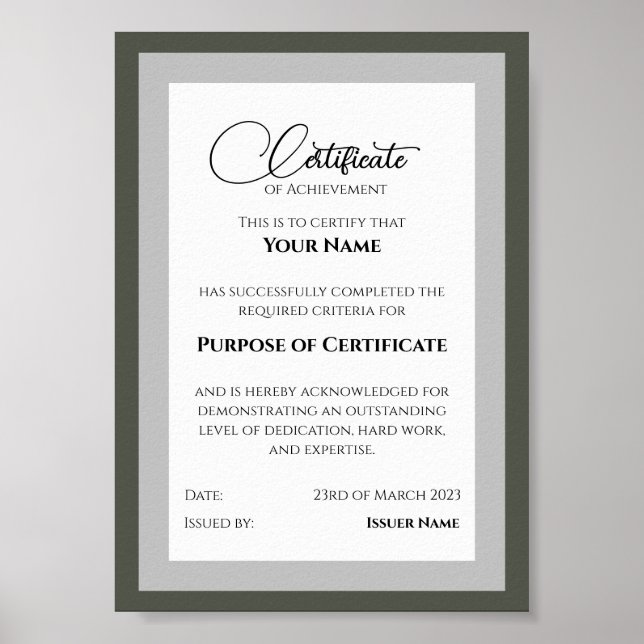 Póster Versatile Achievement Certificate Template (Frente)