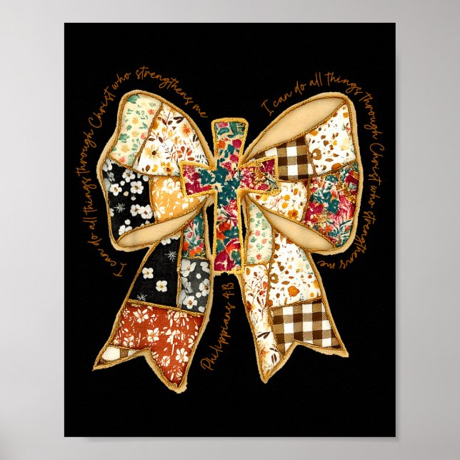 Póster Verse Bible Coquette Christian Jesus Bow Patchwork (Frente)