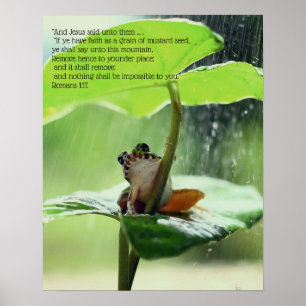 Póster Versículo Bíblico De Fe Inspirador Rana Verde Ador