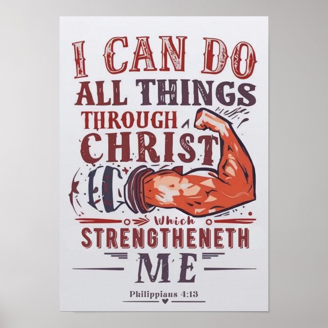 Póster Versículo Bíblico - Todo lo puedo en Cristo (Frente)