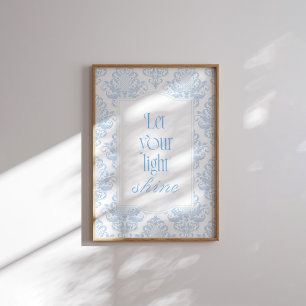 Póster Versículo de la Biblia Blue Let Your Light Shine