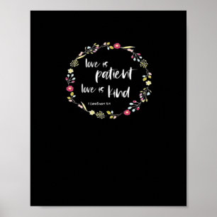 Póster Versículo de la Biblia cristiana El amor es pacien