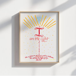 Póster Versículo de la Biblia cristiana Jesús Juan 8 12