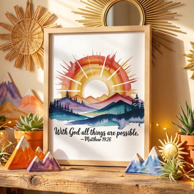 Póster Versículo de la Biblia de Amanecer en la Montaña c (Subido por el creador)