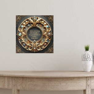 Póster Versículo de la Biblia de metal y joyas ornamentad