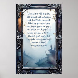 Póster Versículo de la Santa Biblia Cristiana Mateo 11:28
