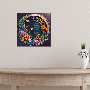 Póster Versículos de la Biblia con Marco Floral de Fondo 
