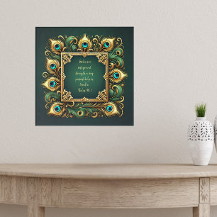 Póster Versículos de la Biblia en marco de pavo real verd