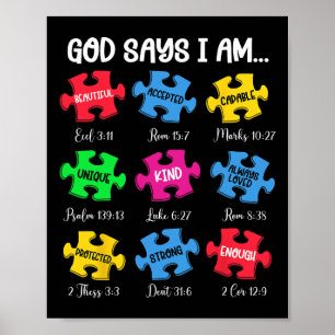 Póster Versículos de la Biblia que Dios Dice Que Soy Conc