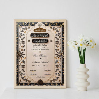 Póster Versión árabe Certificado de Nikkah elegante Boda