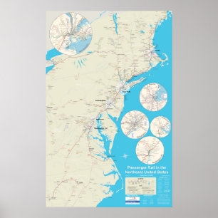 Póster Versión de nordeste 1,1 del mapa del carril - de