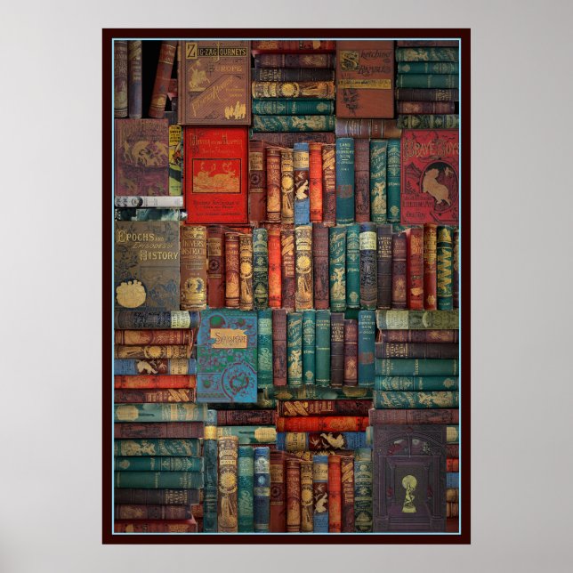 PÓSTER VERSIÓN II DE VINTAGE "WALL OF BOOKS" (Frente)