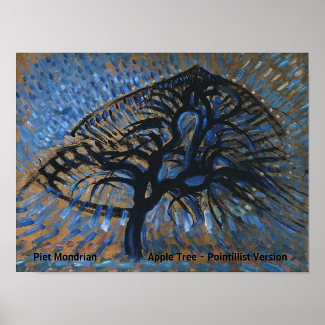 Póster Versión puntillista del árbol de manzanas monográf (Frente)