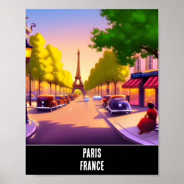 Póster Versión soñada de la Torre Eiffel, París (Frente)