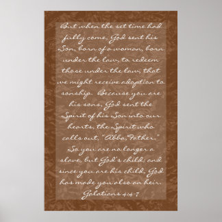 Póster verso biblia de la familia Galatians 4:4-7