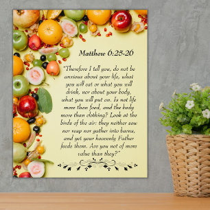 Póster Verso biblia inspirador de Mateo 6:25