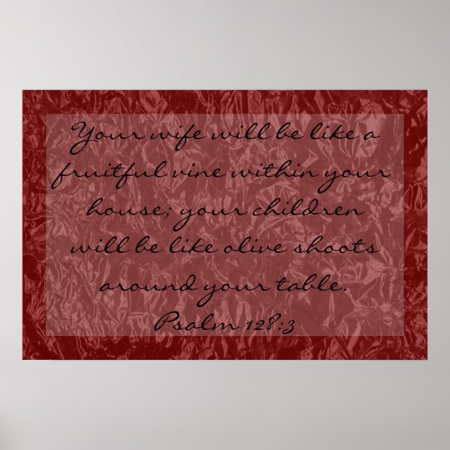 Póster verso biblia sobre familia Salmo 128:3 (Frente)