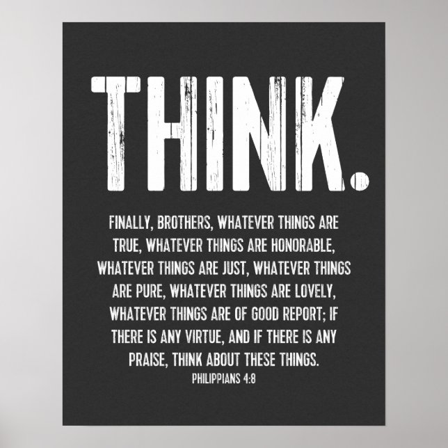 Póster Verso bíblico, escritura filipina 4:8 moderno (Frente)