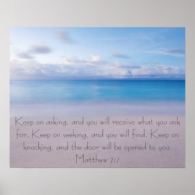 Póster Verso bíblico Matthew 7:7 Poster de playa (Frente)