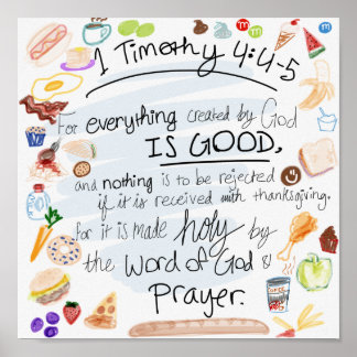 Póster Verso de cocina - 1 Timothy 4:4-5