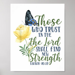 Póster Verso de la Biblia Cristiana Mariposa Rosa Flor Is