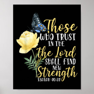 Póster Verso de la Biblia Cristiana Mariposa Rosa Flor Is