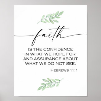 Póster Verso de la Biblia de Fe de Hebreos 11:1