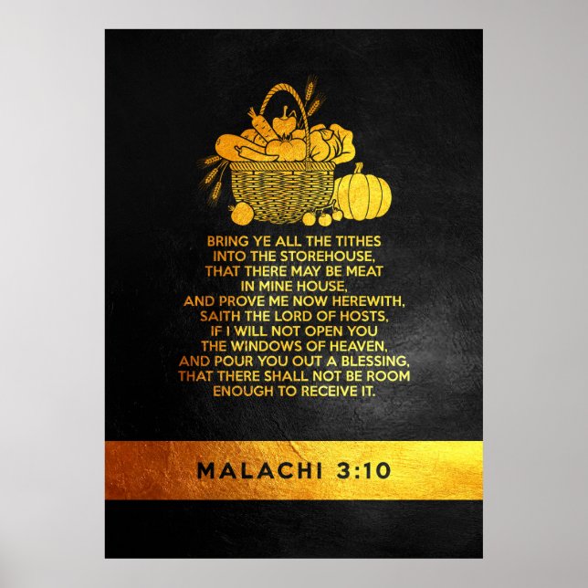 Póster Verso de la Biblia de Malachi 3:10 (Frente)