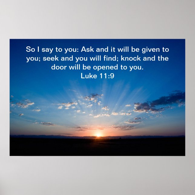 Póster Verso de la biblia del amanecer Lucas 11:9 Poster (Frente)