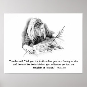Póster Verso De La Biblia: Dibujo De Lápiz De Pequeños Ch